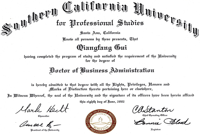 School graduation certificate